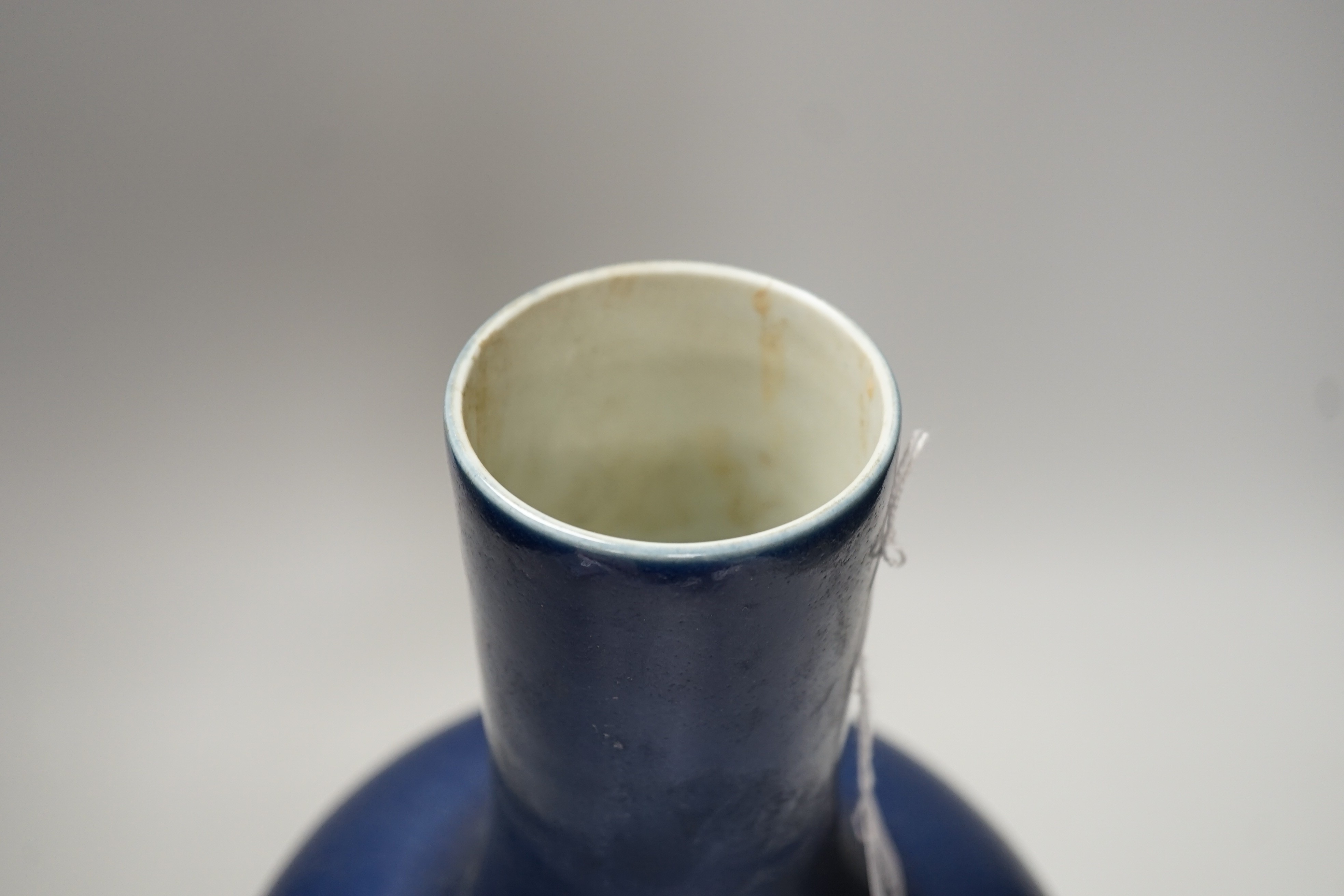 A Chinese blue glazed bottle vase, 37cm